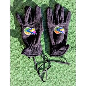 1980's Power Graphic Logo Fleece Adult Unisex Large Soft Gloves Pair GUC